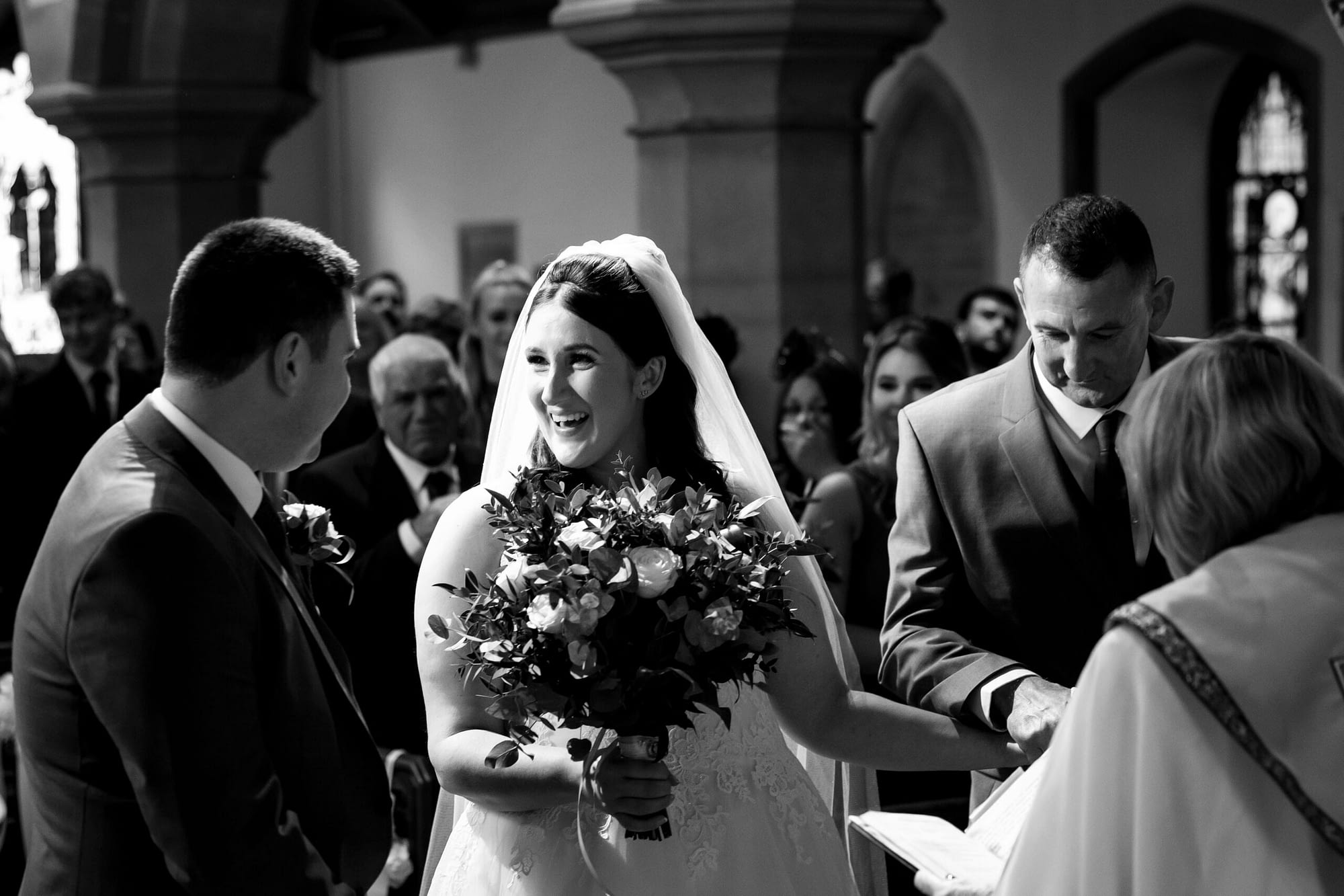 bride and groom in church wedding ceremony