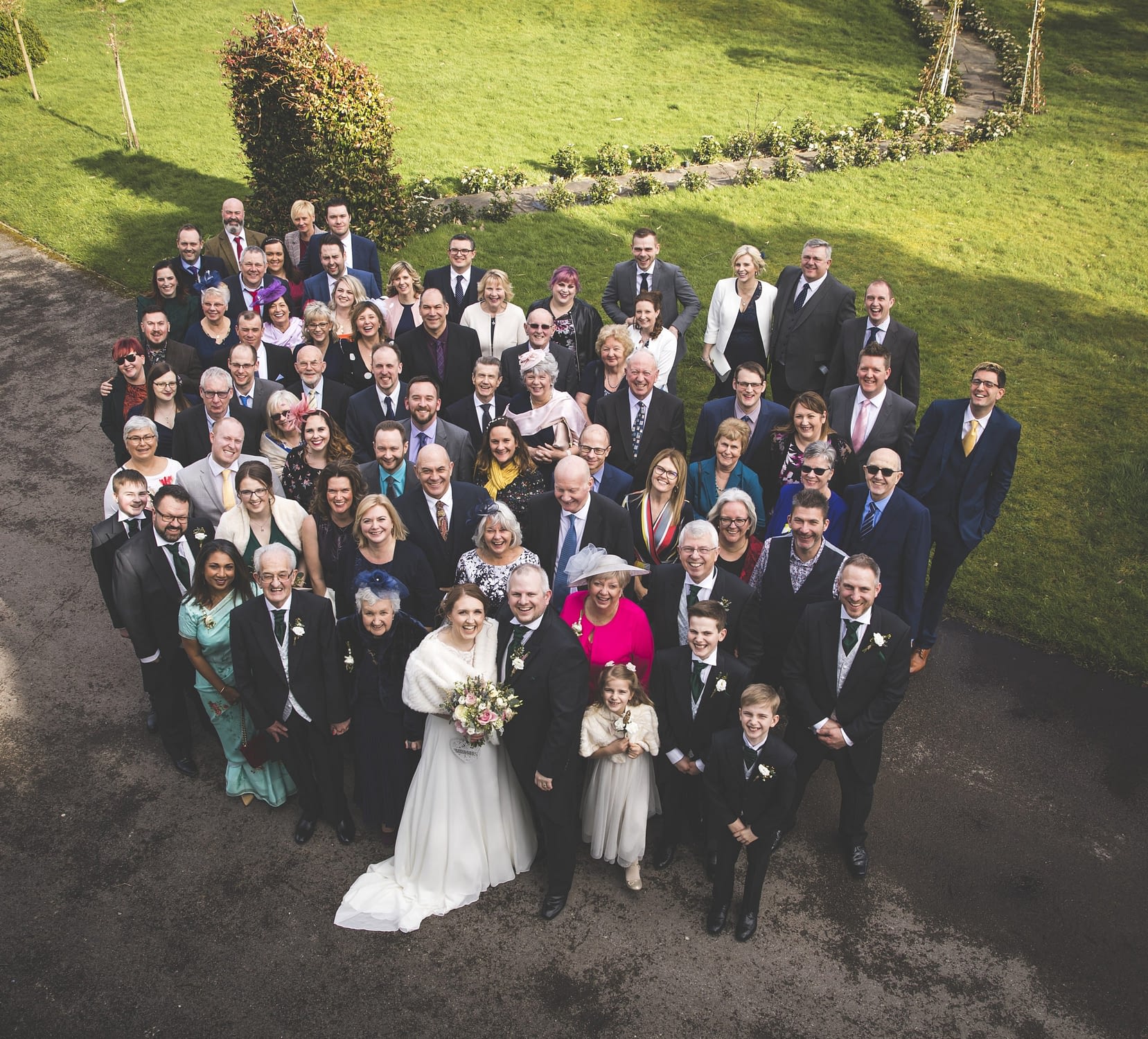 group photograph of wedding guests
